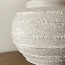 Load image into Gallery viewer, Mediterranean Lamp by Impreshens _ Australian Made _ Taupe Stone + Linen Drum Shade
