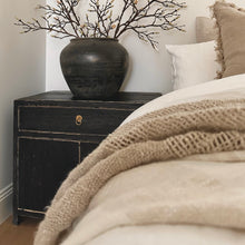 Load image into Gallery viewer, Provincial Oversize Bedside Table _ Distressed Black