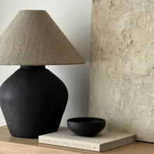 Load image into Gallery viewer, Fossil Lamp by Impreshens _ Stone Grey/Black + Textured Fabric Empire Shade