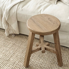 Load image into Gallery viewer, Antique Worker Stool _ Star Base _ Natural Elm