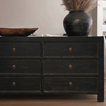 Load image into Gallery viewer, Provincial Six Drawer Chest _ Textured Black