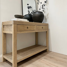 Load image into Gallery viewer, Antique Console _ 120cm _ Two Drawer + Shelf _ Aged Elm