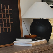 Load image into Gallery viewer, Antique Zen Lamp by Impreshens _ Rustic Black + White Linen Shade