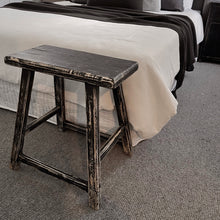 Load image into Gallery viewer, Provincial Worker Stool _ Rectangle _ Distressed Black