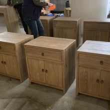 Load image into Gallery viewer, Antique Bedside Table _ Aged Elm