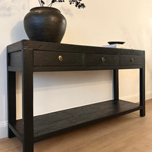 Load image into Gallery viewer, Heritage Console _ Three Drawer + Shelf _ Textured Black