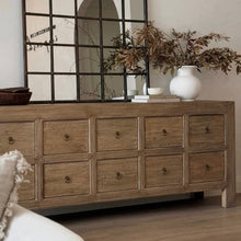Load image into Gallery viewer, Farmhouse Sideboard _ Ten Drawer _ Aged Elm