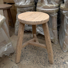 Load image into Gallery viewer, Farmhouse Worker Stool _ Triangle Base _ Raw Elm