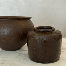 Load image into Gallery viewer, Antique Glazed Pottery _ Rustic Brown