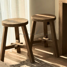 Load image into Gallery viewer, Farmhouse Worker Stool _ Aged Elm