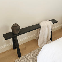 Load image into Gallery viewer, Provincial Skinny Bench _ Rustic Black _ Reclaimed Elm