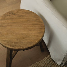 Load image into Gallery viewer, Farmhouse Side Table _ Tri-Leg _ Aged Elm