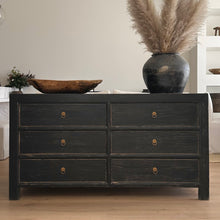 Load image into Gallery viewer, Provincial Six Drawer Chest _ Textured Black