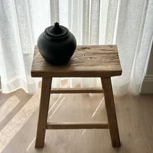 Load image into Gallery viewer, Antique Worker Stool _ Rectangle _ Honey Elm