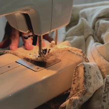 Load image into Gallery viewer, Vintage Farmhouse Muslin Throw _ Ivory + Dark Brown