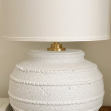 Load image into Gallery viewer, Mediterranean Lamp by Impreshens _ Australian Made _ Rustic White + White Linen Drum Shade