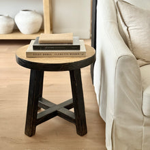 Load image into Gallery viewer, Heritage Tea Table _ Distressed Black + Honey Elm
