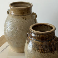 Load image into Gallery viewer, Antique Glazed Pottery _ Floral Pattern _ Beige & Brown