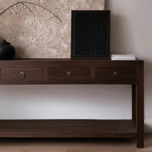 Load image into Gallery viewer, Wabi Console _ Three Drawer + Shelf _ 160cm _ Antique Brown
