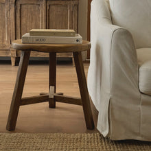 Load image into Gallery viewer, Farmhouse Side Table _ Tri-Leg _ Aged Elm