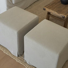 Load image into Gallery viewer, Ottoman _ Square _ Natural Linen & Cotton
