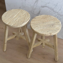 Load image into Gallery viewer, Rustic Milking Stool _ Whitewashed Elm