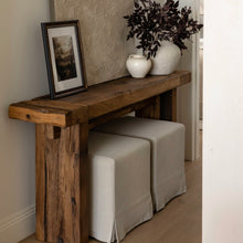 Load image into Gallery viewer, Ottoman _ Square _ Natural Linen & Cotton