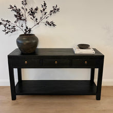 Load image into Gallery viewer, Heritage Console _ Three Drawer + Shelf _ Textured Black