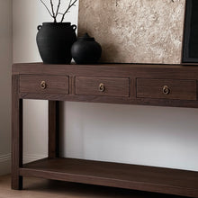 Load image into Gallery viewer, Wabi Console _ Three Drawer + Shelf _ 160cm _ Antique Brown
