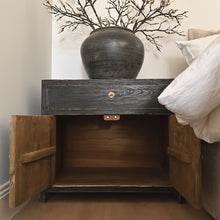 Load image into Gallery viewer, Provincial Oversize Bedside Table _ Distressed Black