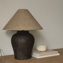 Load image into Gallery viewer, Farah Lamp by Impreshens _ Dark Brown + Rustic Linen Empire Shade