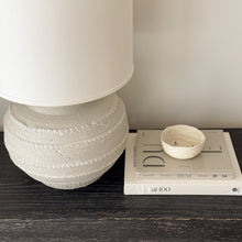 Load image into Gallery viewer, Mediterranean Lamp by Impreshens _ Australian Made _ Taupe Stone + Linen Drum Shade