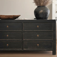Load image into Gallery viewer, Provincial Six Drawer Chest _ Textured Black