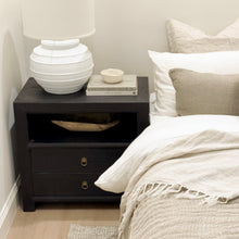 Load image into Gallery viewer, Mediterranean Lamp by Impreshens _ Australian Made _ Rustic White + White Linen Drum Shade