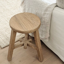 Load image into Gallery viewer, Antique Worker Stool _ Star Base _ Natural Elm