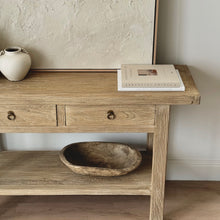 Load image into Gallery viewer, Honey Elm Artisan Console _ 130cm _ Drawers + Shelf