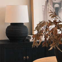 Load image into Gallery viewer, Provincial Lamp by Impreshens _ Australian Made _ Rustic Black + White Taper Shade