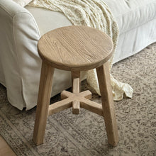 Load image into Gallery viewer, Antique Worker Stool _ Star Base _ Natural Elm