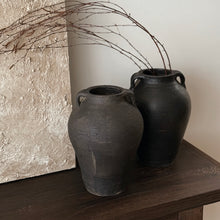 Load image into Gallery viewer, Vintage Urn _ Handles _ Stone Black