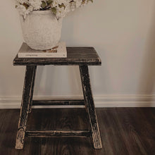 Load image into Gallery viewer, Provincial Worker Stool _ Rectangle _ Distressed Black