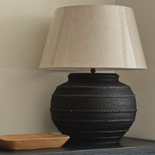 Load image into Gallery viewer, Mediterranean Lamp by Impreshens _ Australian Made _ Black + Natural Taper Shade