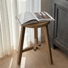 Load image into Gallery viewer, Antique Oversize Stool _ Star Base _ Aged Elm