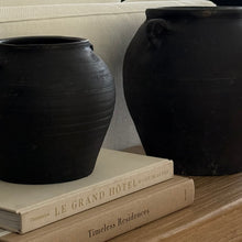 Load image into Gallery viewer, Antique Pot _ Handles _ Small _ Rustic Black