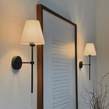 Load image into Gallery viewer, American Farmhouse Wall Sconce_ Black Iron + White Shade
