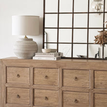 Load image into Gallery viewer, Mediterranean Lamp by Impreshens _ Australian Made _ Taupe Stone + Linen Drum Shade