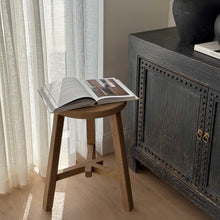 Load image into Gallery viewer, Antique Oversize Stool _ Star Base _ Aged Elm