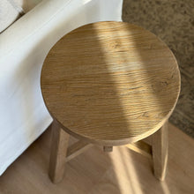 Load image into Gallery viewer, Antique Oversize Stool _ Star Base _ Aged Elm
