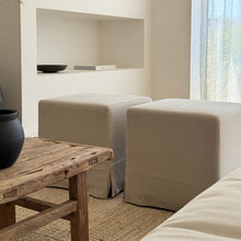 Load image into Gallery viewer, Ottoman _ Square _ Natural Linen & Cotton