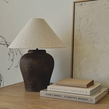 Load image into Gallery viewer, Amara Lamp by Impreshens _ Taupe Brown + Natural Linen Empire Shade