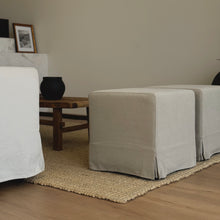 Load image into Gallery viewer, Ottoman _ Square _ Natural Linen & Cotton